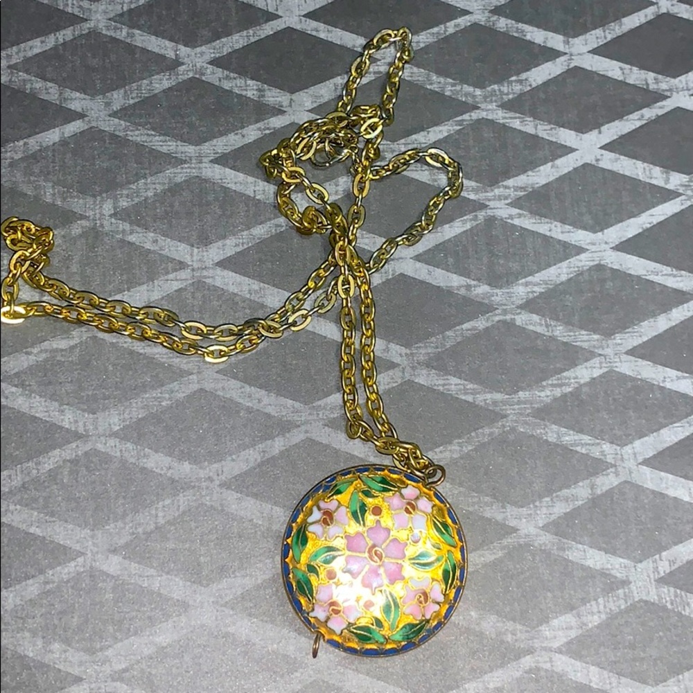 gold enameled necklace